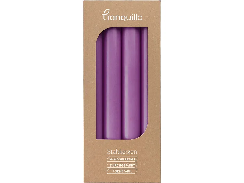 Tranquillo Handgearbeitete Stabkerzen GLUMI violet 4er-Set, 20 cm - violett – Produktbild 2 von 5