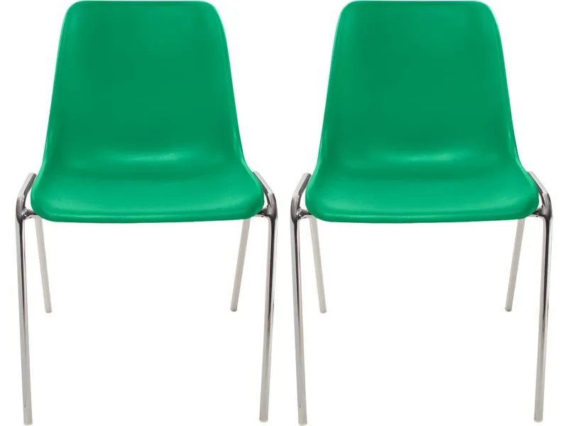 2x Besucherstuhl "ECO" Gestell verchromt, Kunststoffschale maigrün – Produktbild 1 von 1