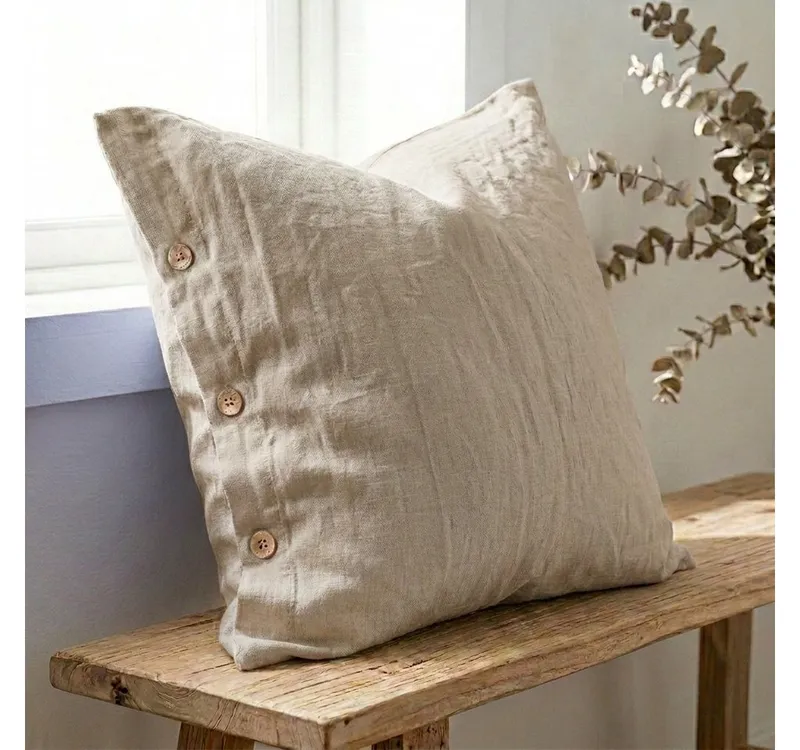 Interior by Hakito Kissenbezug 100% reine Leinen 180g/m² GOTS BIO zertifiziert, Beige, – Produktbild 5 von 5