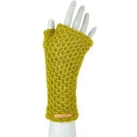 short'n'pietz short'n'pietz Schurwollhandstulpen mit Wabenstrickmuster, handgestrickt, Grün, – Produktbild 1 von 1