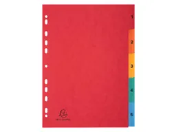 Exacompta 20 Exacompta Register, Colorspan-Karton, 5 Taben 1-5, 225 g/m², DIN A4, sortiert – Produktbild 1 von 1