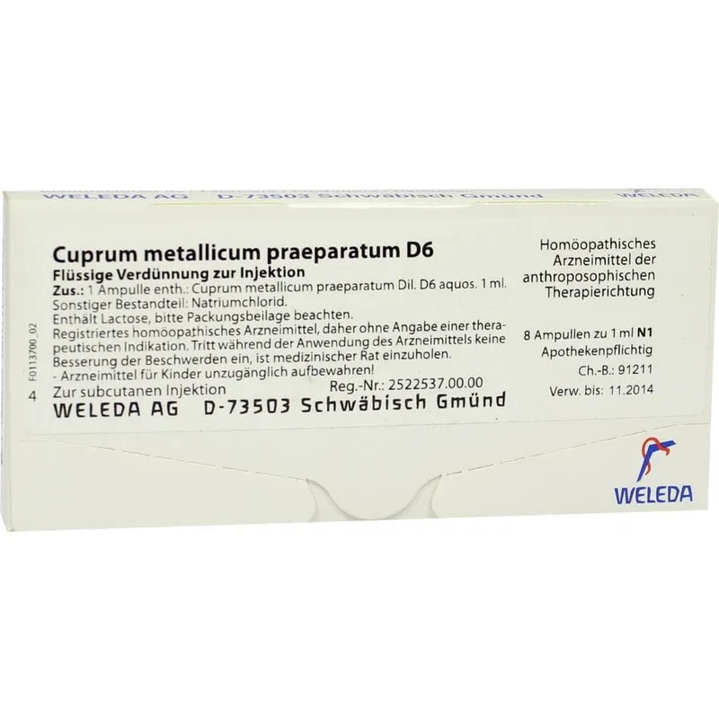 Weleda WELEDA CUPRUM METALLICUM praep.D 6 Ampullen 8X1 ml Ampullen – Produktbild 1 von 1