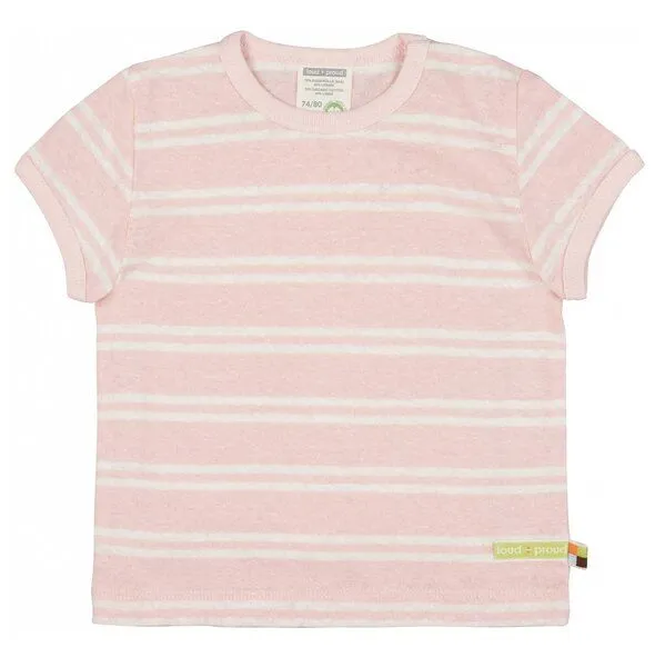 loud + proud loud + proud Babys & Kinder T-Shirt Streifen mit Leinen, GOTS-zertifiziert, Rosé (rosa), – Produktbild 1 von 1