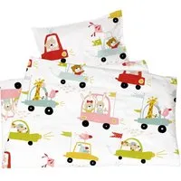 HANS NATUR Kinderbettwäsche Bio-Baumwolle Autos Bettbezug 100 x 135 cm, Kissen 40 x 60 cm – Produktbild 1 von 1