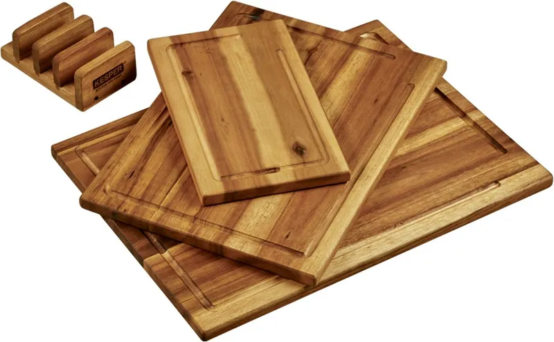 Kesper Kesper Schneidebrett inkl. Ständer, Massivholz, (Set, 4-St), aus FSC-zertifiziertem Akazienholz, Braun, – Produktbild 2 von 5