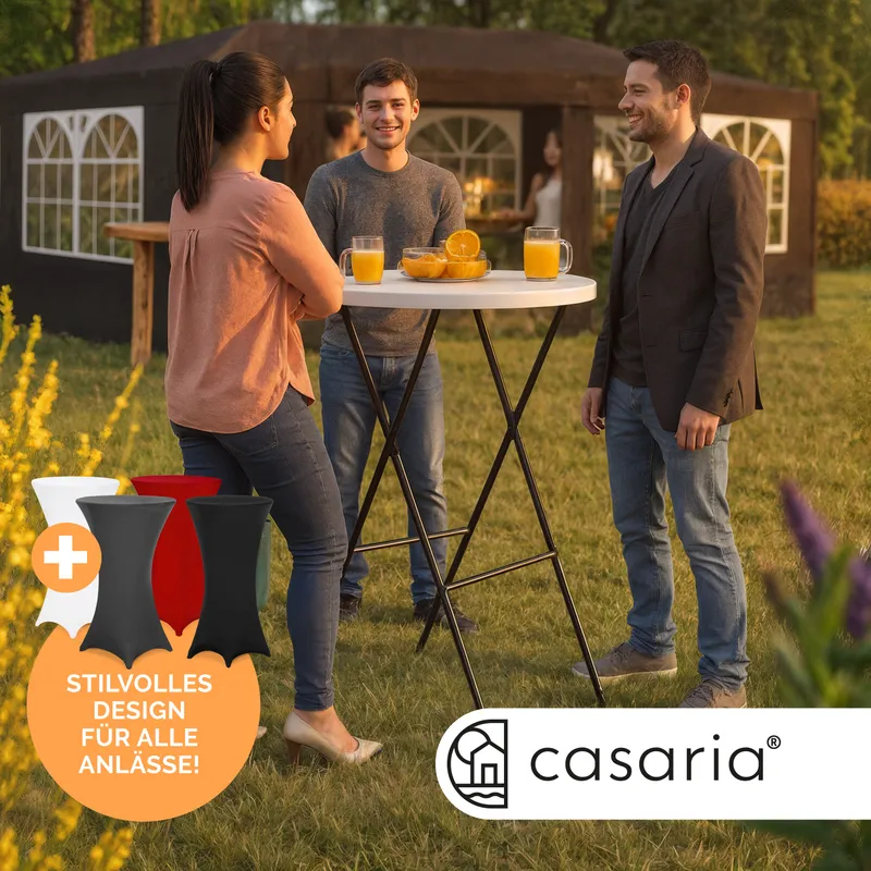 Casaria® Stehtisch Weiß mit Husse Anthrazit Ø72cm klappbar 110cm Höhe – Produktbild 2 von 2