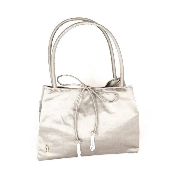 Schönes aus Indochina Schönes aus Indochina Handtasche mit Quasten aus Seide, Grau, – Produktbild 1 von 4