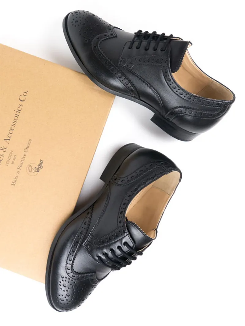 Will's Vegan Store Will's Vegan Store Herren vegan Brogue Oxfords City Wingtip Schwarz, Schwarz, – Produktbild 2 von 2