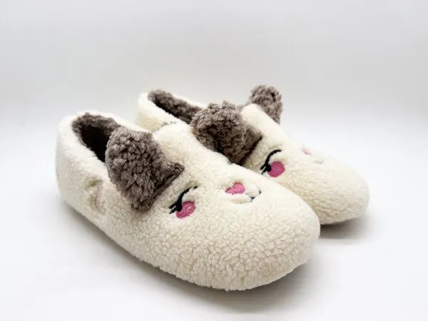 thies Veganer "thies ® Organic Rabbit Closed Slipper" aus kuscheliger Biobaumwolle, Off white (weiß), – Produktbild 3 von 4