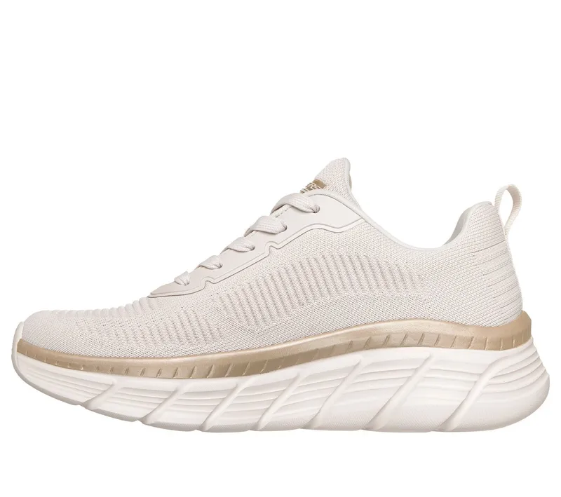 Skechers Skechers BOBS B FLEX HI-FLYING HI Sneaker, Trainingsschuh, Schnürschuh, Freizeitschuh in veganer Verarbeitung, Beige|goldfarben, – Produktbild 5 von 5