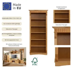 OTTO home Regal Teresa, Standregal, Bücherregal, aus massiver Kiefer, Breite 86 cm, Höhe 193 cm, FSC® – Produktbild 1 von 1
