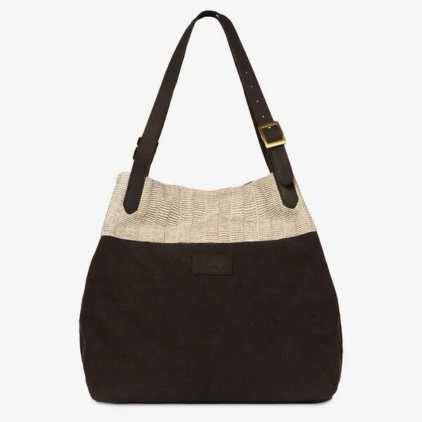 Dragolina Dragolina Eleganter Shopper Cora mit Webstoff der Pwo Karen, Anthrazit/creme, – Produktbild 1 von 4