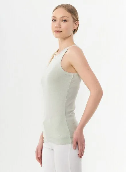 ORGANICATION ORGANICATION Geripptes Basic Top aus Bio-Baumwolle, Sage green, – Produktbild 3 von 4