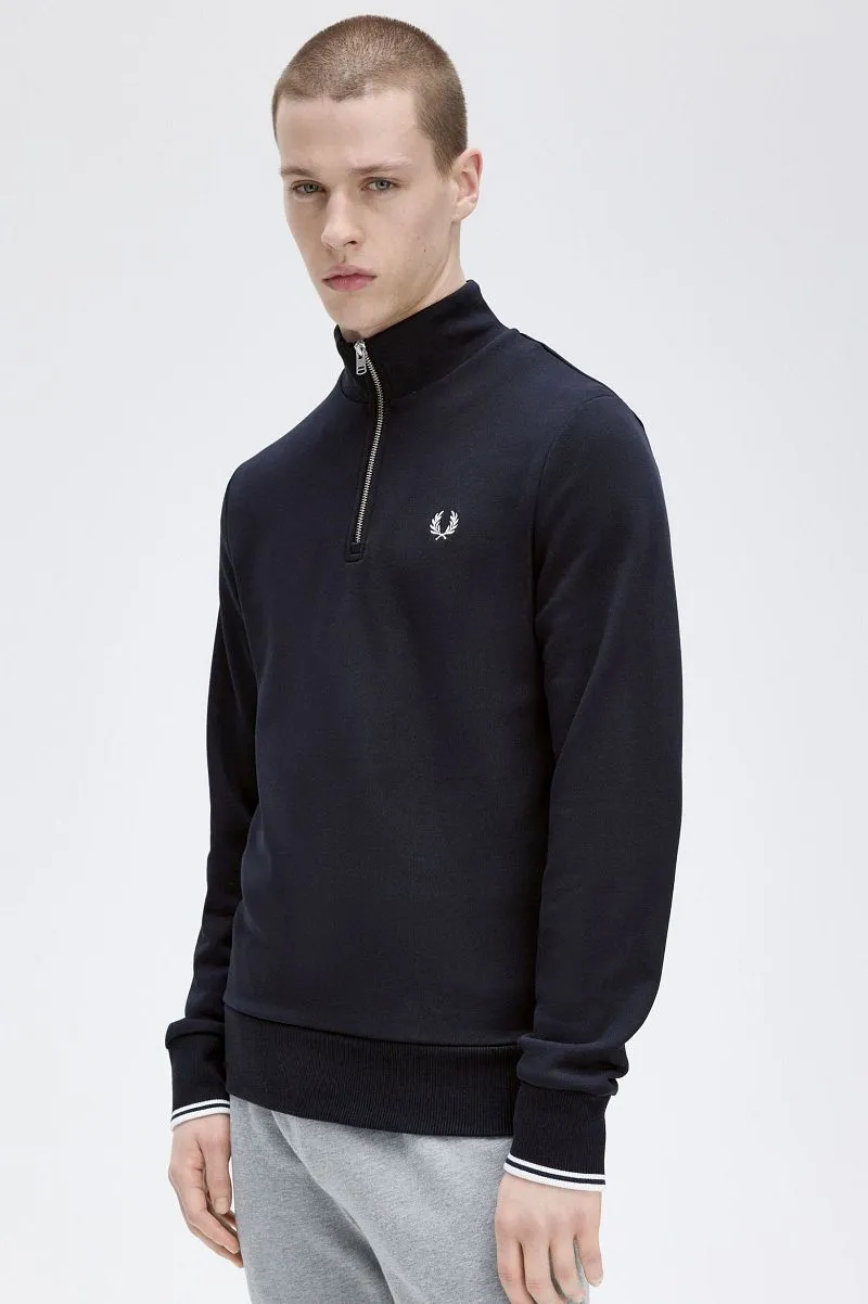 Fred Perry Fred Perry Half Zip Pullover Navy Blau - Größe M, Dunkelblau, – Produktbild 1 von 5