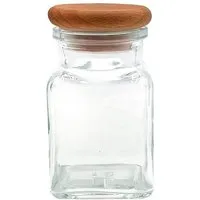 mikken mikken Gewürzglas eckig 150 ml mit Holzdeckel Gewürzdose aus Glas – Produktbild 1 von 1