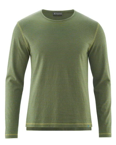 HempAge HempAge Herren Langarmshirt gestreift Hanf/Biobaumwolle, Dove(grün), – Produktbild 2 von 3