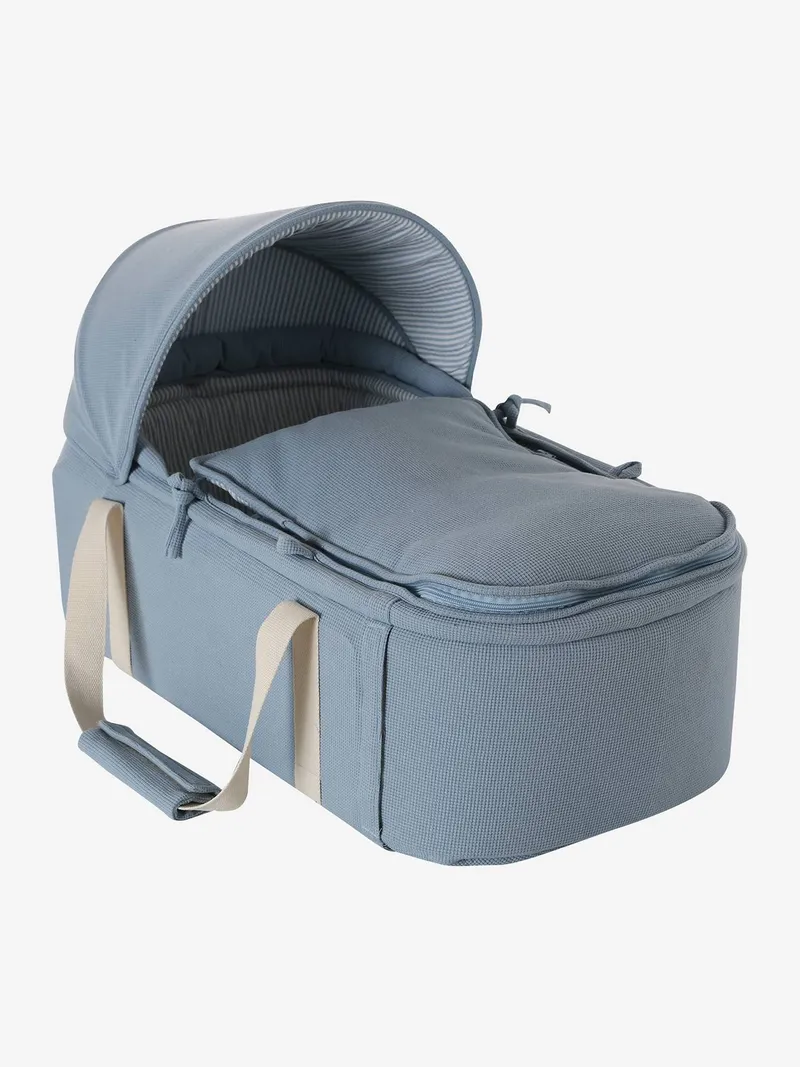 Vertbaudet Soft-Tragetasche Baby mit Musselin, Graublau, – Produktbild 1 von 3