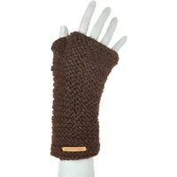 short'n'pietz short'n'pietz Schurwollhandstulpen links gestrickt, Dunkelbraun, – Produktbild 1 von 1