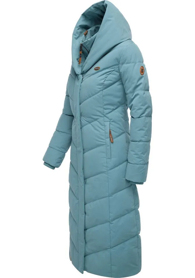 ragwear ragwear Steppmantel Natalka Extralong Gesteppter Damen Mantel mit Kapuze, Grau, – Produktbild 2 von 4