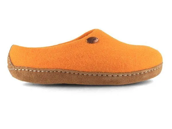 WoolFit WoolFit Barfuß-Hausschuhe „Footprint“ hand-gefilzt, extra weich & flexibel, Orange, – Produktbild 2 von 4