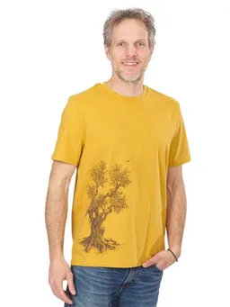 Life-Tree Life-Tree Shirt aus Biobaumwolle Fairwear für Herren "Olive Tree" in Ocre-Gelb – Produktbild 1 von 1