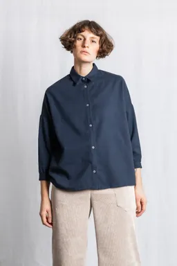 Jyoti - Fair Works Jyoti - Fair Works Damen vegan Hemd Mayank Grau Blau – Produktbild 1 von 1