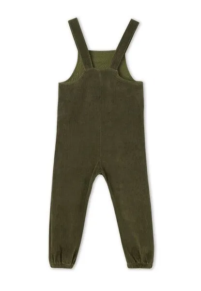 Leela Cotton Leela Cotton Kinder Latzhose aus 100% kbA-Baumwolle - Cordstoff Overall 2444, Oliv, – Produktbild 2 von 3