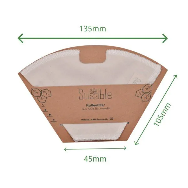 Susable Susable Wiederverwendbares Kaffeefilter-Set aus 100% Bio-Baumwolle #3- 3er Pack – Produktbild 4 von 4