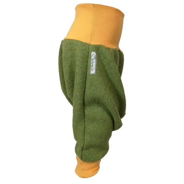 liebewicht liebewicht Yogahose Sarouelhose Pumphose Wolle verschiedene Farben nach Wahl, Moosgrün/gelb, – Produktbild 2 von 4