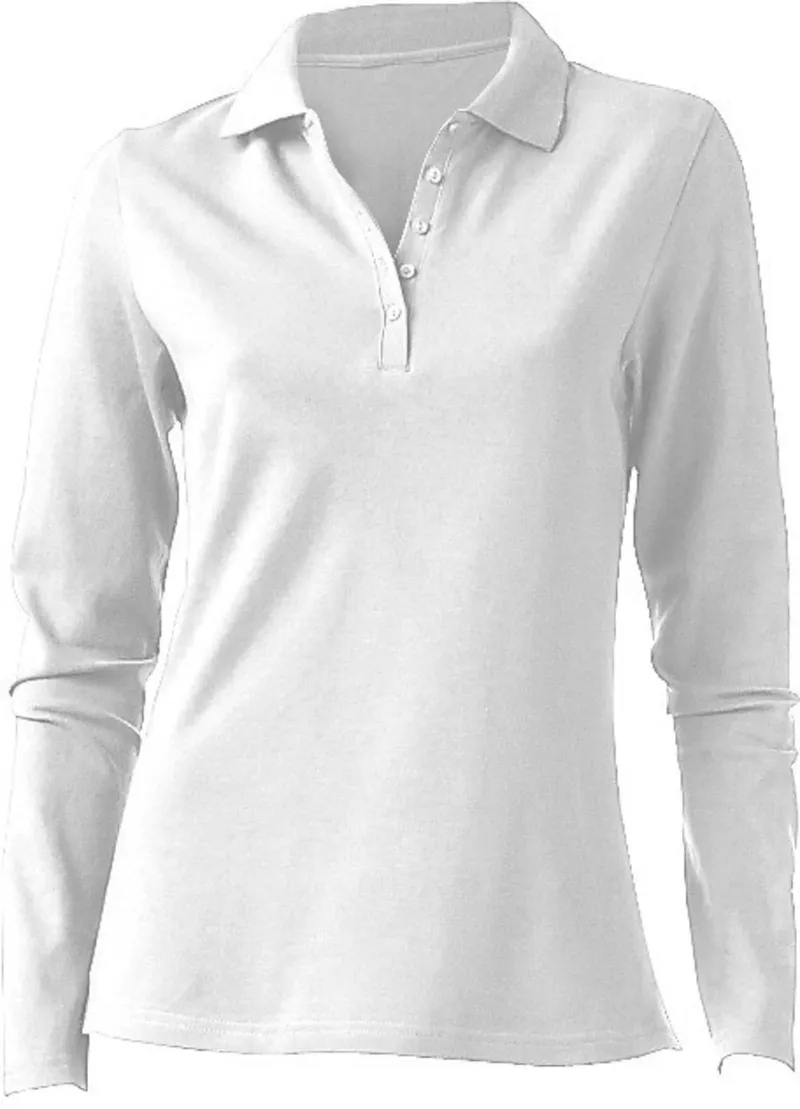 heine Langarm-Poloshirt weiß, Weiß, – Produktbild 1 von 2