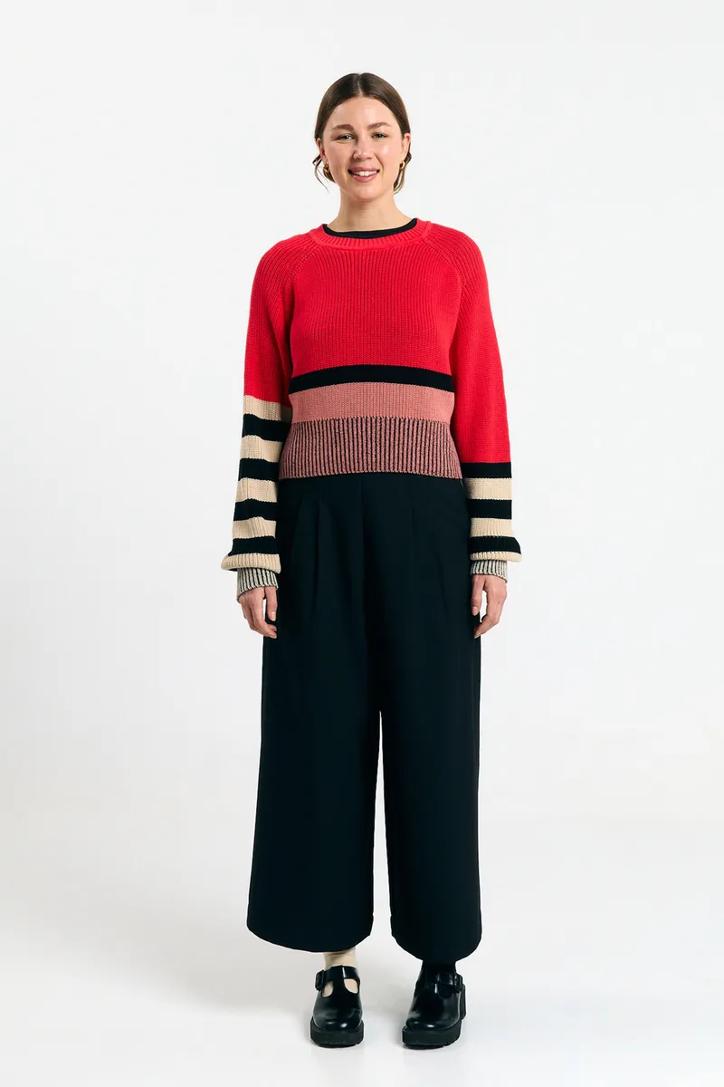 SUITE13LAB SUITE13LAB Damen vegan Pullover Nelas Stripes Rot, Rot, – Produktbild 2 von 2