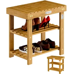 Casaria® Schuhregal 2in1 Akazienholz FSC®-zertifiziert 50x33x46cm – Produktbild 1 von 1