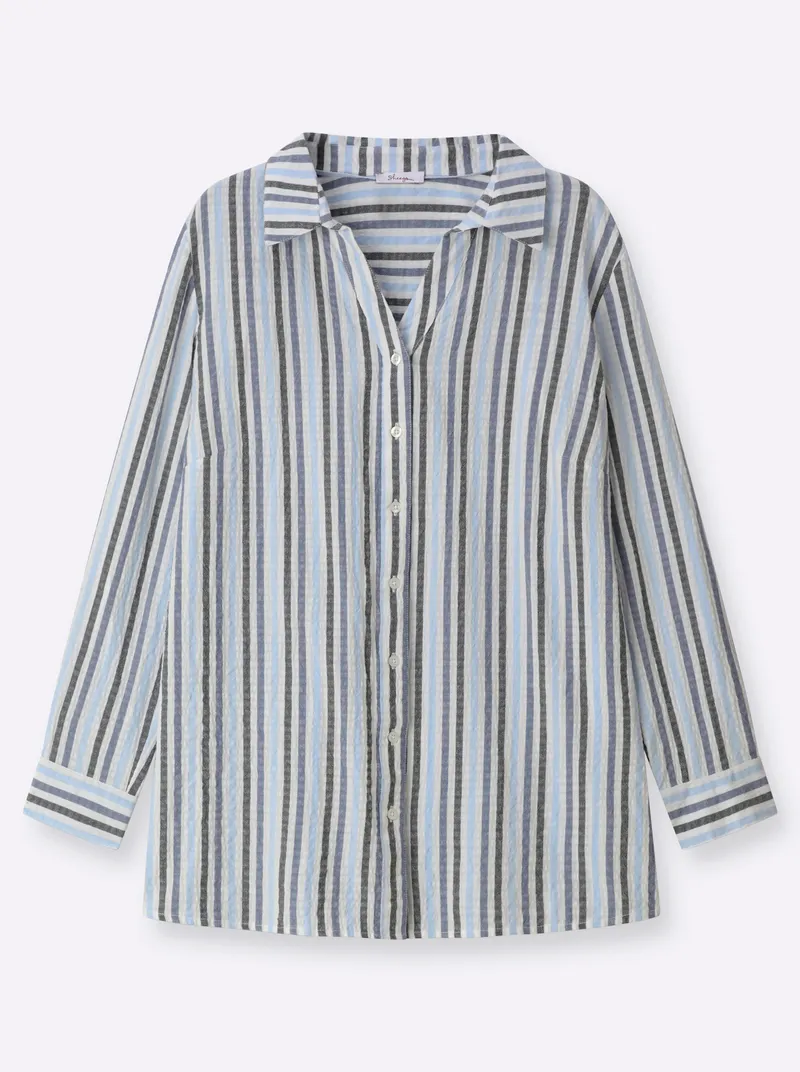 sheego Gestreifte Bluse weiß-tiefblau-gestreift, Weiß-tiefblau-gestreift, – Produktbild 2 von 2