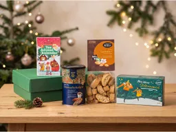 Bio-Geschenkset "Veganer Weihnachtsgenuss", 4-tlg., mit Tee, Trinkschokolade und Gebäck – Produktbild 1 von 1