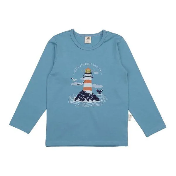 Walkiddy Walkiddy Kinder Langarmshirt GOTS-zertifiziert aus Bio-Baumwolle hellblau mit Wal-Motiv, Blau, – Produktbild 1 von 2