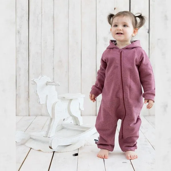 OrganicEra Baby Unisex Jumpsuit mit Reißverschluss 'OrganicEra' aus Bio-Baumwolle, Bordeaux melange (rot), – Produktbild 1 von 3