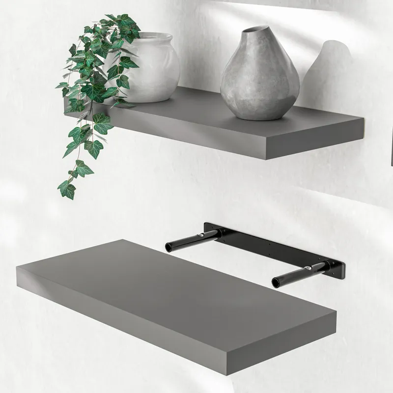 Casaria® Wandregal Schweberegal 50cm Grau + Halterung, Grau, – Produktbild 2 von 2