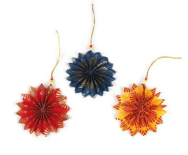 El Puente El Puente Deko-Anhänger "Sterne", 3er-Set | Fair Trade & Handmade aus Bangladesch, Gold,gelb,blau,rot, – Produktbild 1 von 1