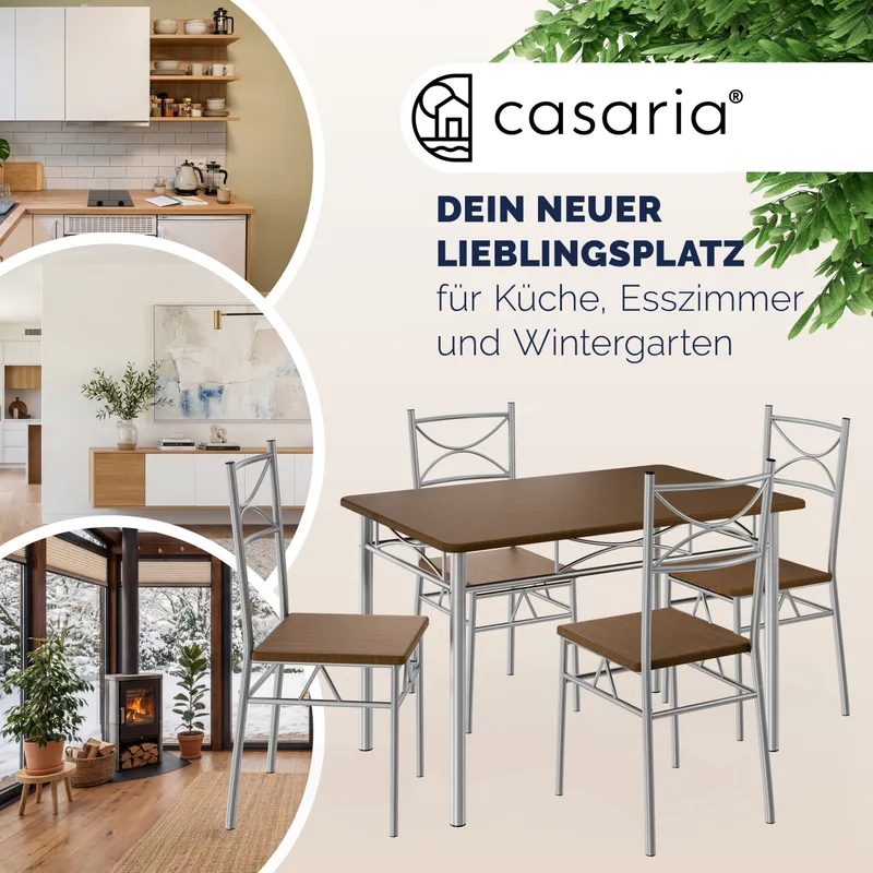 Casaria® Sitzgruppe Paul 5-tlg Eiche dunkel, Eiche, – Produktbild 2 von 2
