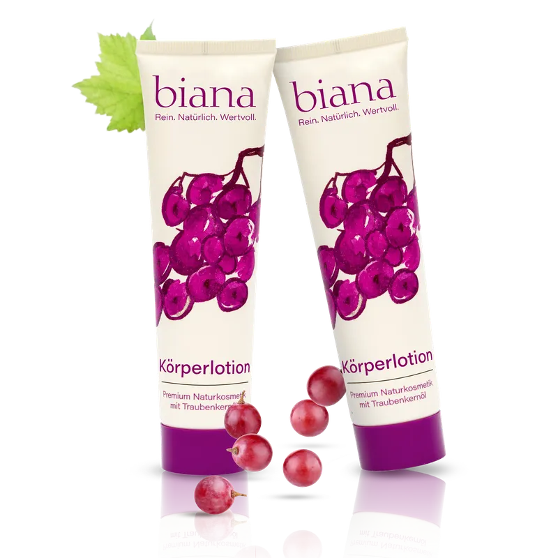 biana Körperlotion – Premium Naturkosmetik mit Traubenkernöl 2x100 ml – Produktbild 1 von 3