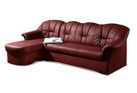 DOMO collection Ecksofa Papenburg, zeitlose Rückensteppung, elegante Formensprache, L-Form, in großer Farbvielfalt, wahlweise mit Bettfunktion, Rot, – Produktbild 3 von 5