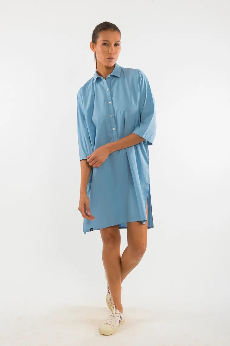 RAVENS VIEW IBIZA RAVENS VIEW IBIZA Damen vegan Hemdkleid Isla Faded Denim Blau, Blau, – Produktbild 2 von 2
