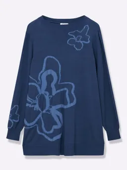 sheego Pullover jeansblau-gemustert – Produktbild 1 von 1