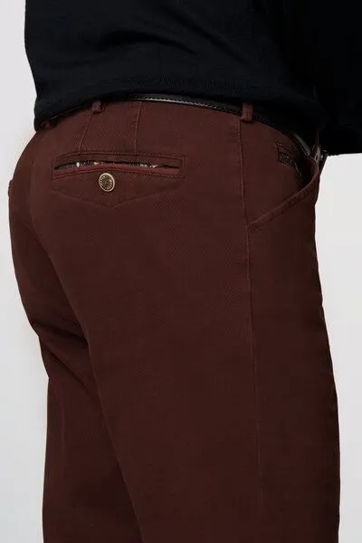 Meyer MEYER Mikrostruktur Baumwoll Chino, Rot (bordeaux), – Produktbild 5 von 5