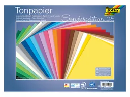 folia folia Tonpapier, 130 g/m², sortierte Farben, 25 x 35 cm, 25 Bogen – Produktbild 1 von 1