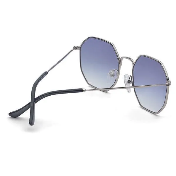 TAKE A SHOT TAKE A SHOT Achteck-Sonnenbrille Dorian Gray in Silber mit blauen Verlaufsgläsern – Produktbild 3 von 3