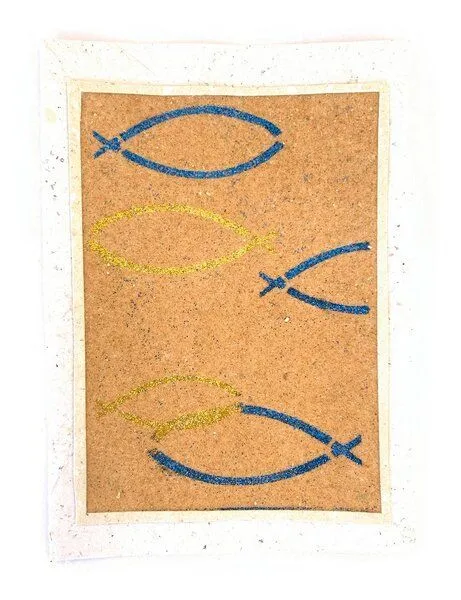 El Puente El Puente Grußkarte "Fisch" | Fair Trade & Handmade aus Palästina, Mehrfarbig, – Produktbild 1 von 1