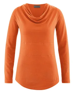 HempAge Hempage Damen vegan Langarm Top In Korallenorange – Produktbild 1 von 1