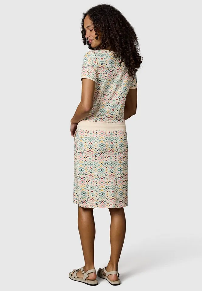 ragwear ragwear Minikleid Baomi Print YOUMODO Gemustertes kurzes Sommerkleid mit Taillenkordel, Beige|braun, – Produktbild 3 von 5