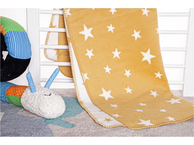 Richter Textilien Richter Textilien Babydecke Bio-Baumwolle Sterne Maße 75 x 100 cm, Gelb, mehrfarbig, – Produktbild 2 von 2
